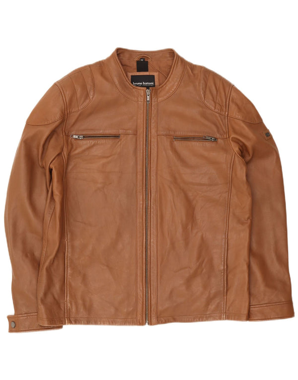 Мужская кожаная косуха Bruno Banani UK 44 2XL коричневая