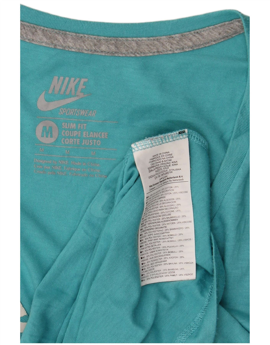 Женская футболка узкого кроя с рисунком NIKE Top UK 12, средний синий полиэстер