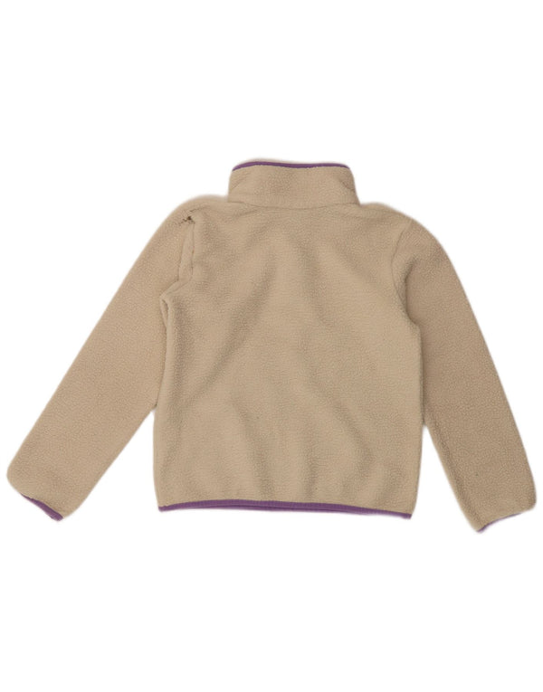 Columbia Girls Button Neck Fleece Jumper 10-11 Years Medium Beige Sports