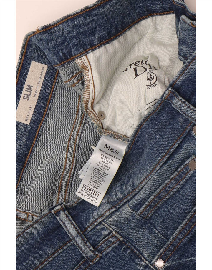 Мужские узкие джинсы Marks & Spencer W34 L31 синие, хлопок