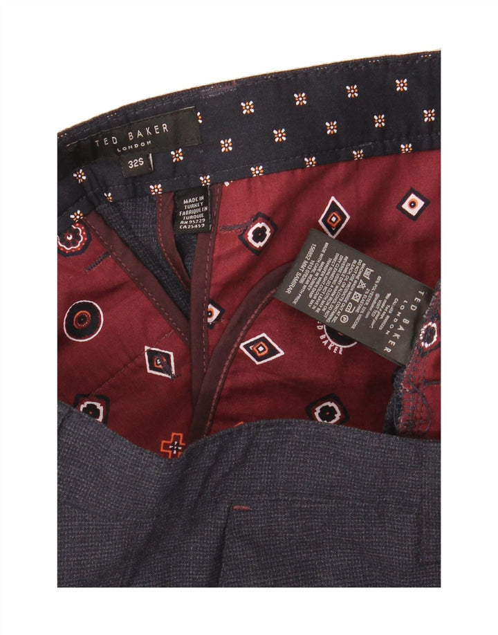 TED BAKER Mens Slim Suit Trousers W32 L28 Navy Blue Polyester Vintage Ted Baker and Second-Hand Ted Baker from Messina Hembry 