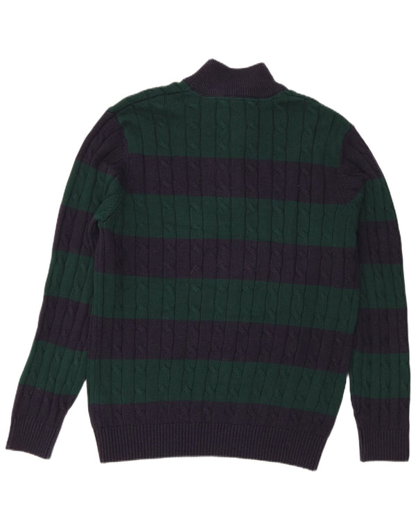 Crew Clothing Мужской джемпер с воротником на молнии, свитер XL, хлопок в зеленую полоску