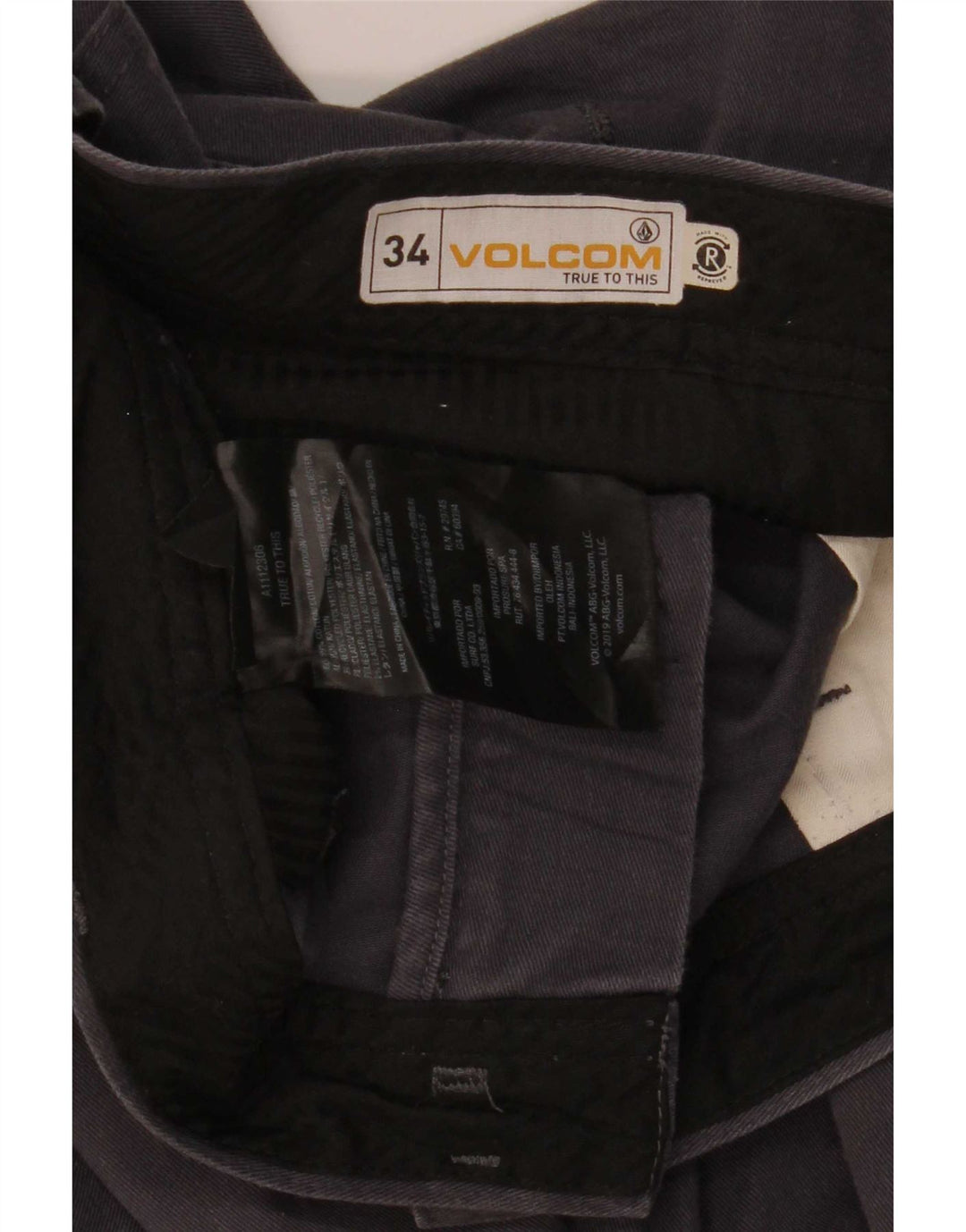 Мужские прямые брюки-чиносы Volcom W34 L32, серые, хлопковые