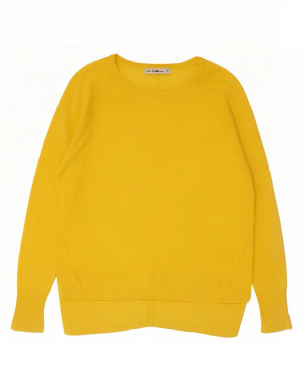 Женский свитер с вырезом «лодочка» Zara UK 14, вискоза, средний желтый цвет