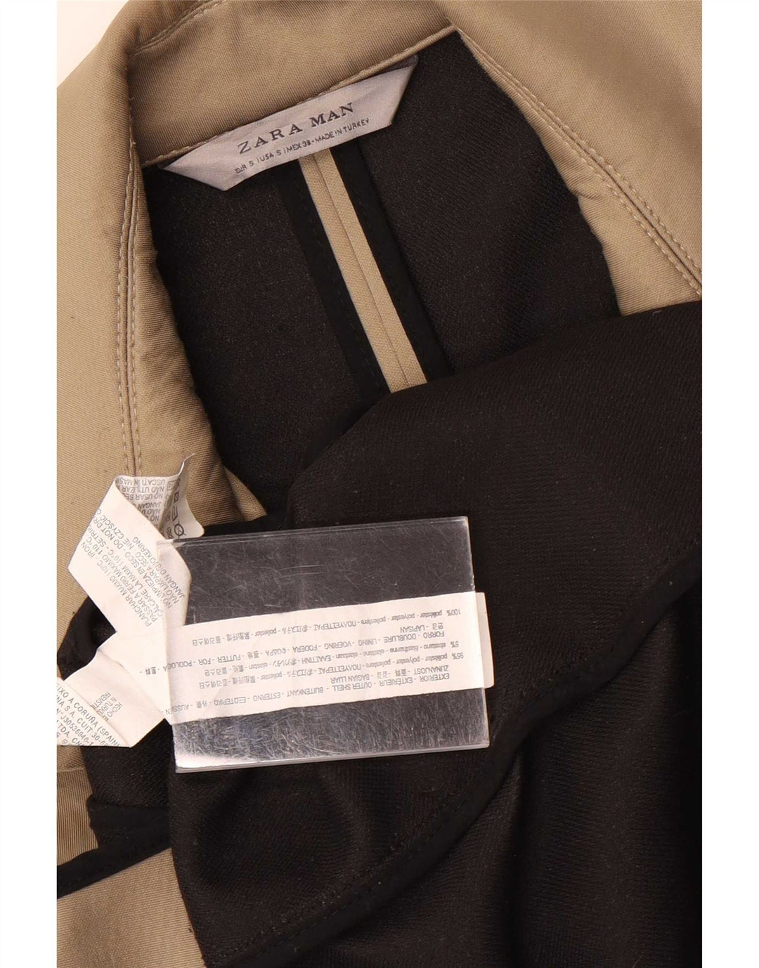 Мужское двубортное пальто Zara UK 36, маленькое бежевое полиэстер