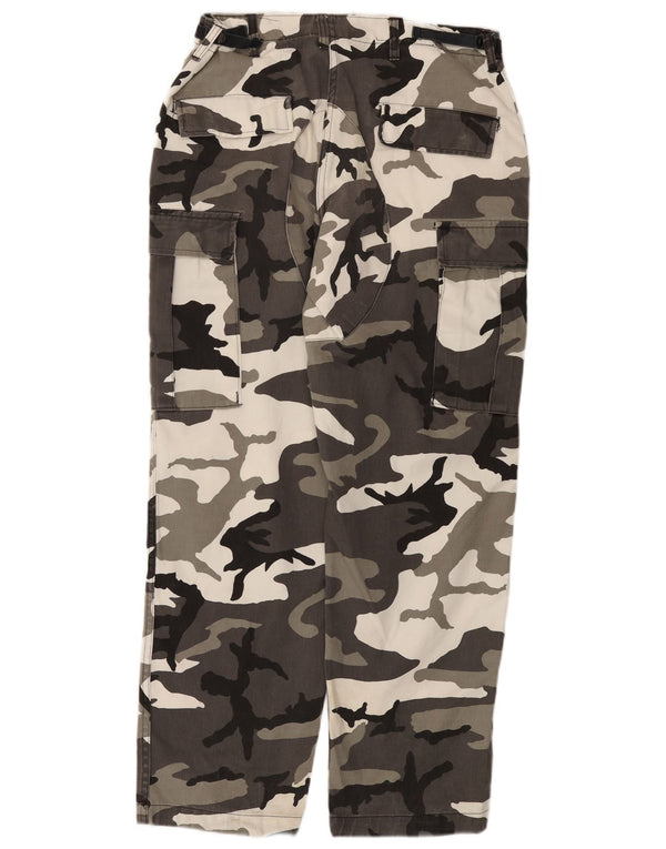 Винтажные мужские прямые брюки-карго W32 L31, серый камуфляжный хлопок