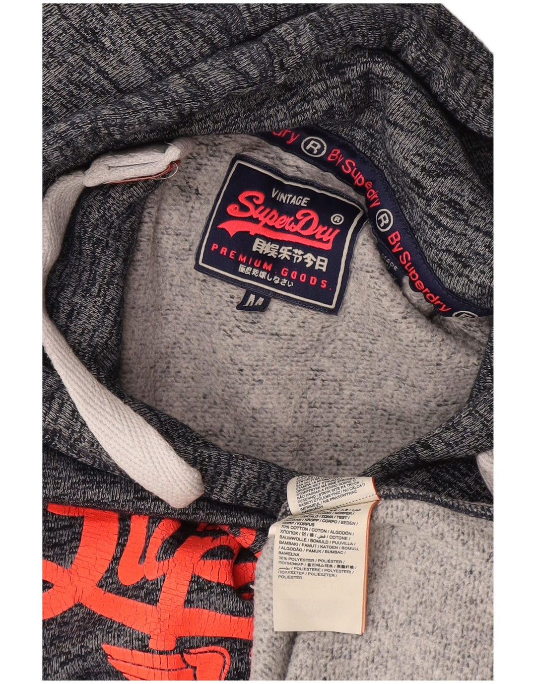 Женский джемпер с капюшоном Superdry UK 12, средний темно-синий, хлопковый с крапинками