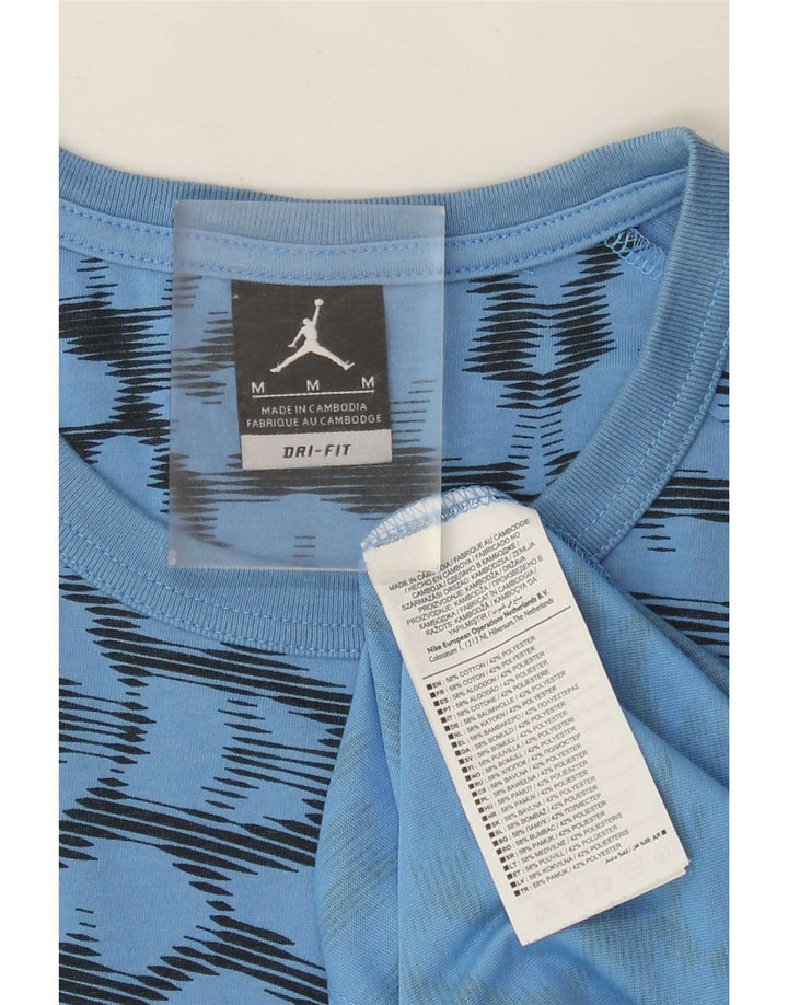 Мужская футболка Jordan Dri Fit с абстрактным узором, хлопковый топ среднего синего цвета