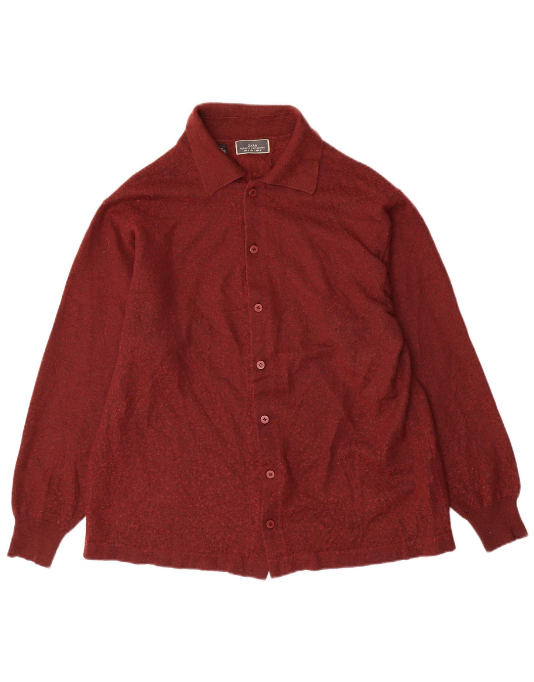 Мужской кардиган Zara, большой темно-бордовый шерстяной свитер