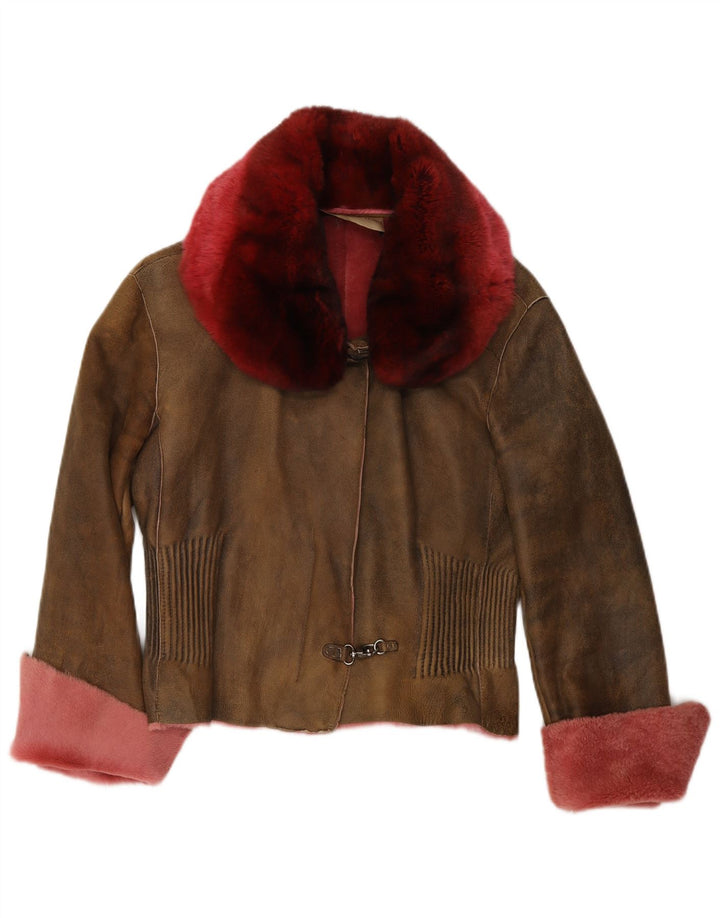 ERMANNO SCERVINO Женская кожаная куртка IT 42 Medium Brown Leather