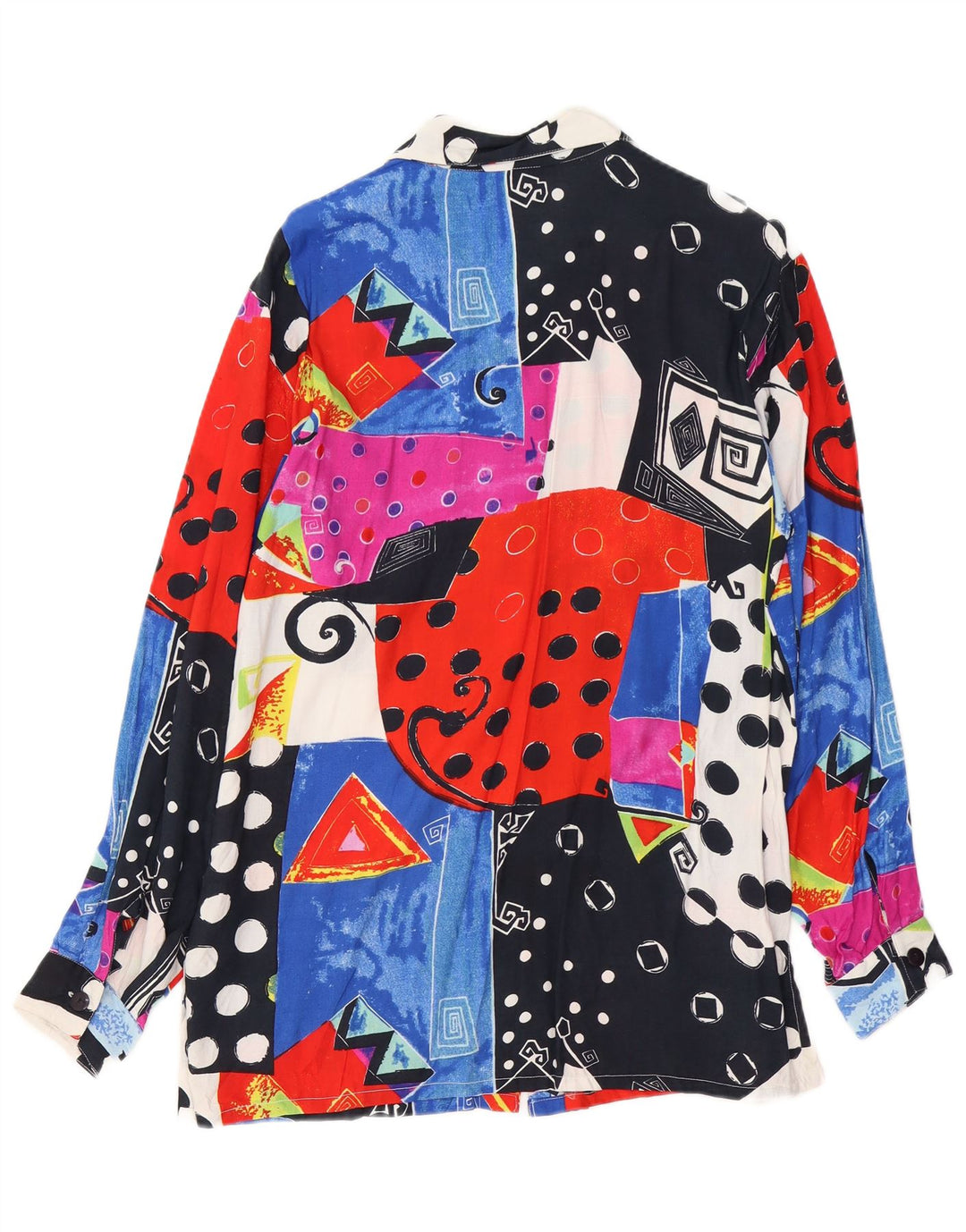 ВИНТАЖНАЯ Женская Блузка-Рубашка EU 44/46 XL Разноцветная Лоскутная Вискоза