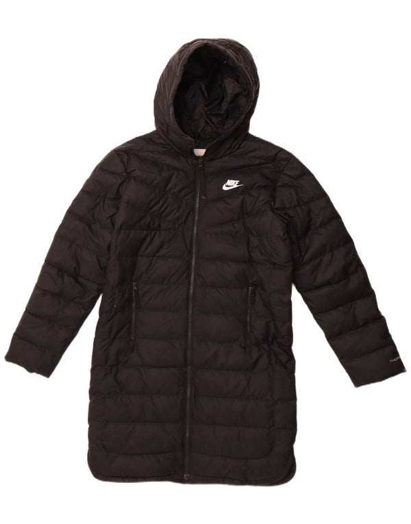 Женская стеганая куртка свободного кроя с капюшоном Nike Therma-Fit UK 6 XS, черный полиэстер