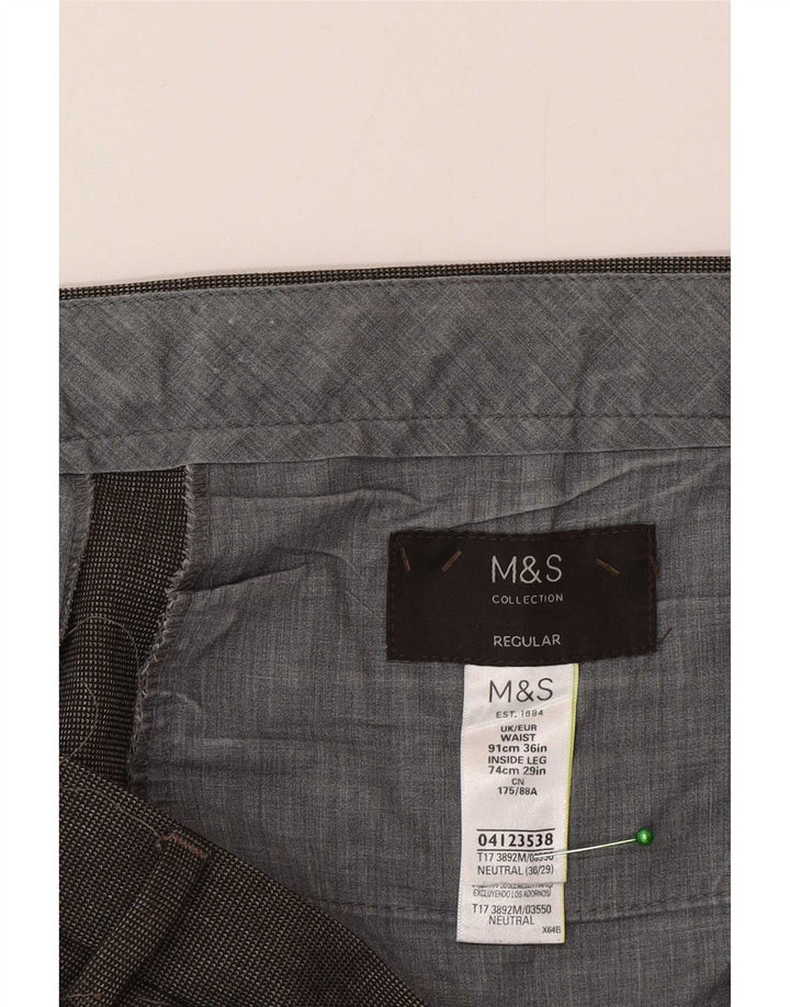 Мужские брюки обычного костюма Marks & Spencer W36 L29 серые в клетку из полиэстера