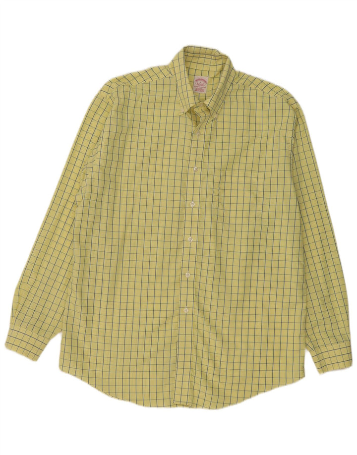 Мужская рубашка Brooks Brothers, большая желтая клетка в клетку, хлопок