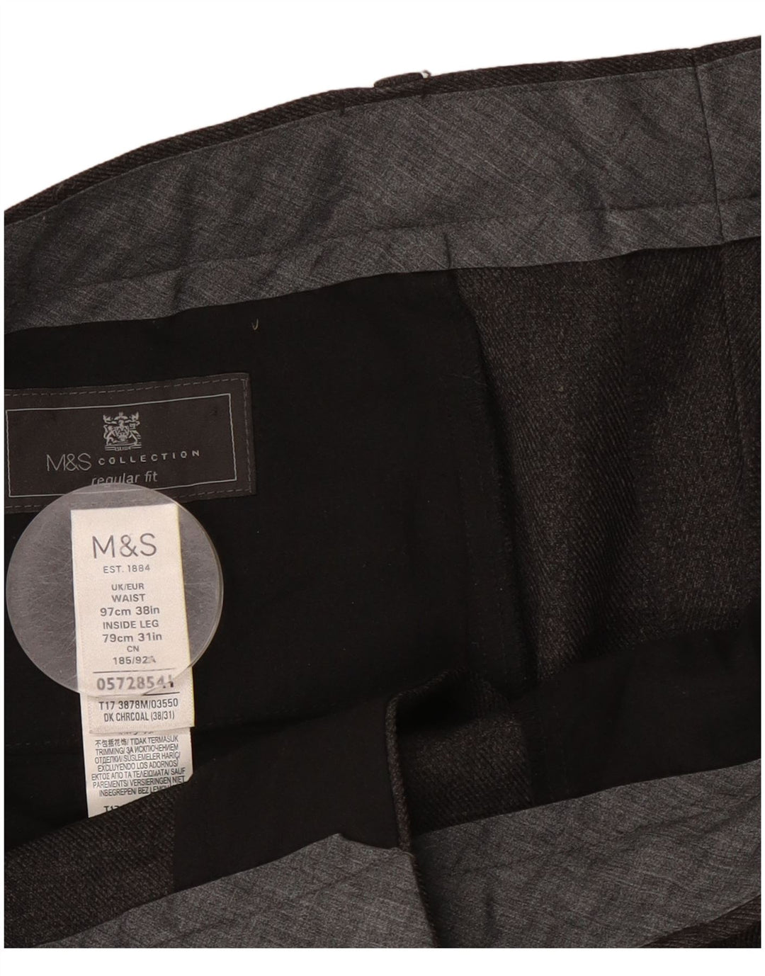 Мужские классические прямые брюки Marks & Spencer W38 L31 серые из полиэстера