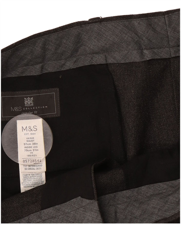 Мужские классические прямые брюки Marks & Spencer W38 L31 серые из полиэстера