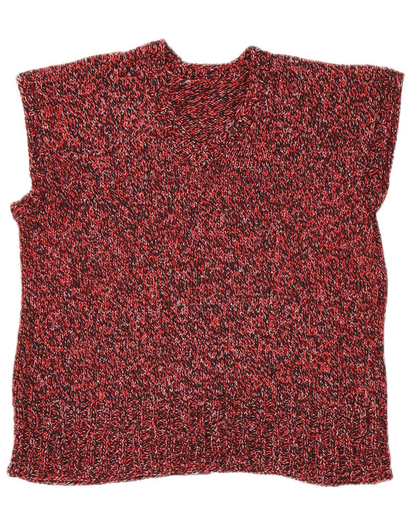 Винтажная женская майка-майка UK 18 XL, красная в крапинку