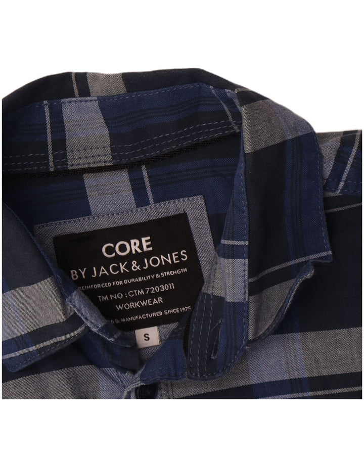 Мужская рубашка Jack & Jones, маленькая, темно-синяя, хлопковая в клетку