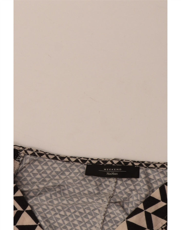 Женская блузка выходного дня Max Mara UK 14, большая черная с геометрическим узором