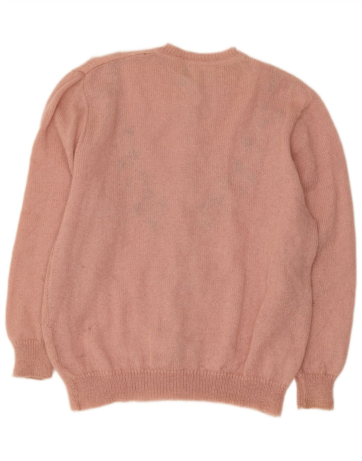 Женский кардиган RICAMO A MANO IT 50 XL из мохера с розовым цветочным принтом