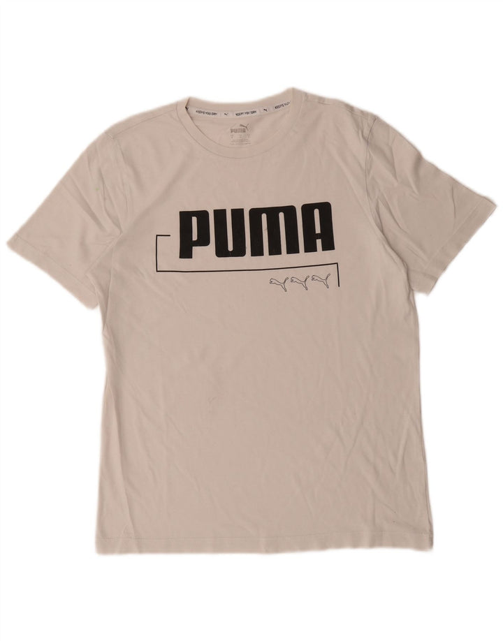 Мужская футболка с рисунком Puma, маленький белый хлопок