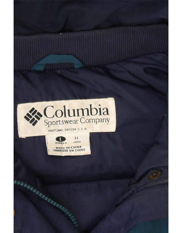 COLUMBIA Womens Oversized Hooded Windbreaker Jacket UK 16 Large Blue Nylon Vintage Columbia and Second-Hand Columbia from Messina Hembry 