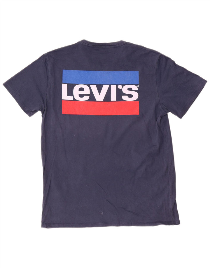 Мужская футболка с рисунком Levi's, топ среднего размера, темно-синий, хлопок