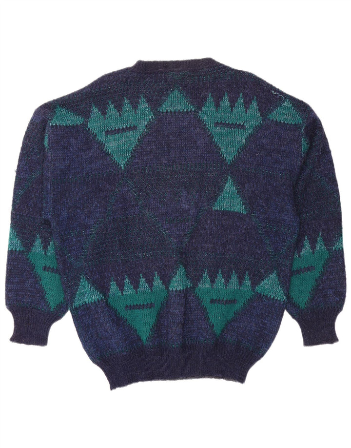 4 Мужской джемпер с вырезом «лодочка» CASTELLA IT 56 XL Темно-синий с геометрическим узором