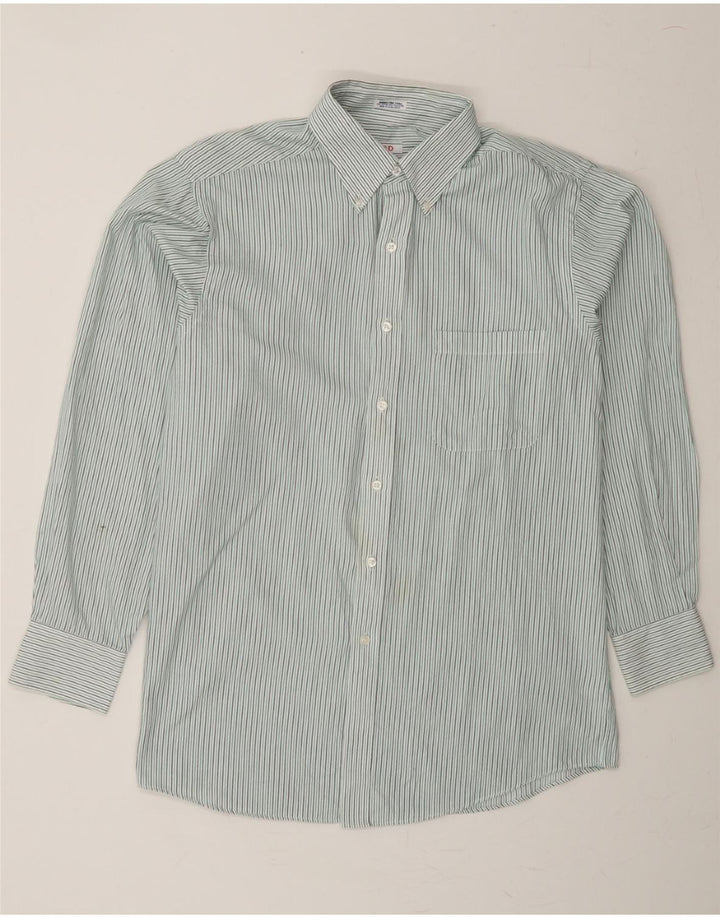 IZOD Mens Regular Fit Shirt Size 15 1/2 Medium Green Striped Cotton Vintage Izod and Second-Hand Izod from Messina Hembry 