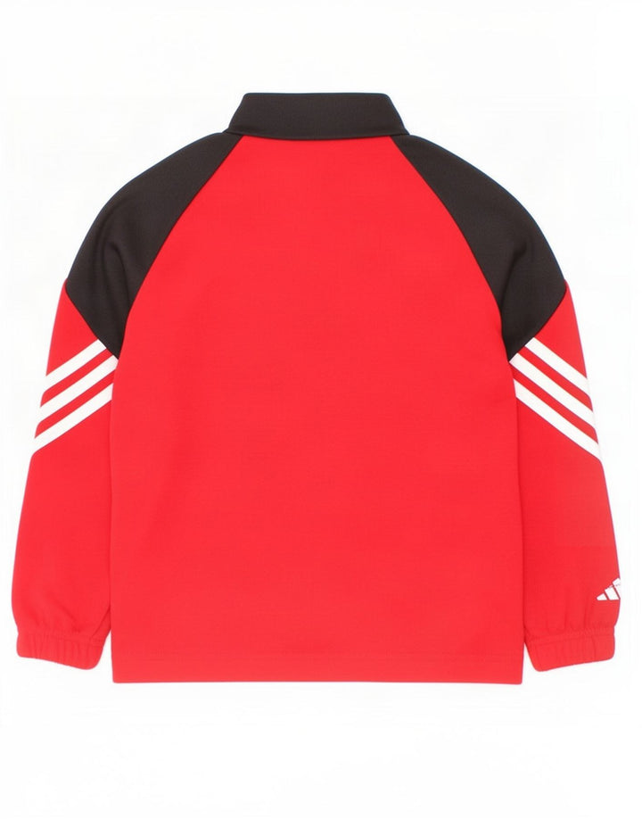 Пуловер с воротником на молнии для мальчиков Adidas, топ 5–6 лет, красный, цветной блок XS