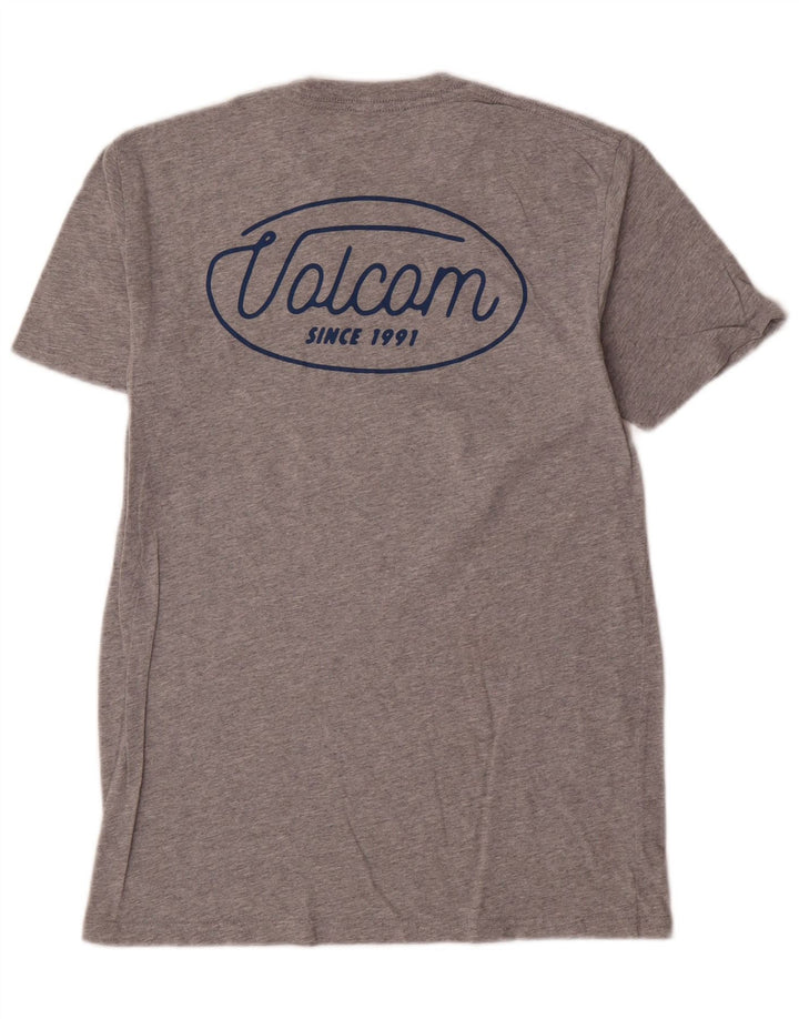 Мужская футболка Volcom с рисунком, маленький серый хлопок с крапинками