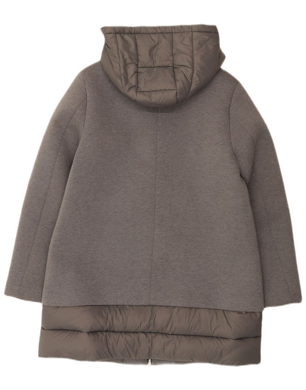 Женское стеганое пальто с капюшоном United Colors of Benetton UK 12, средний серый модал