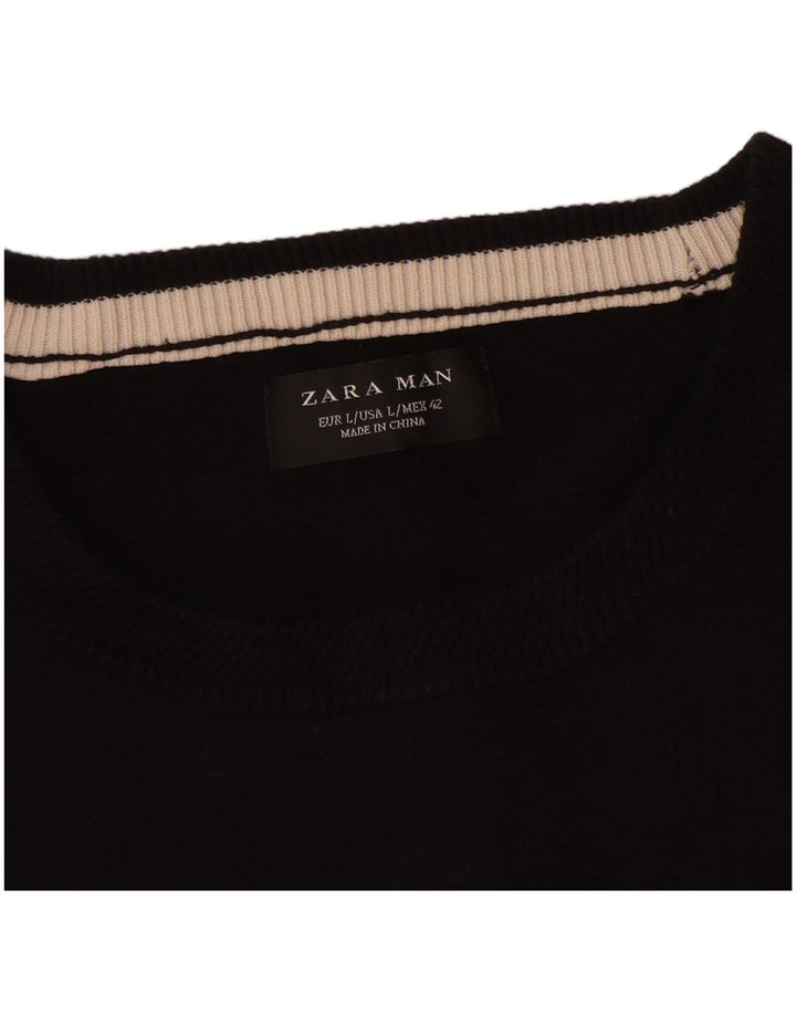 Мужской топ Zara с рукавом 3/4, большой черный в полоску