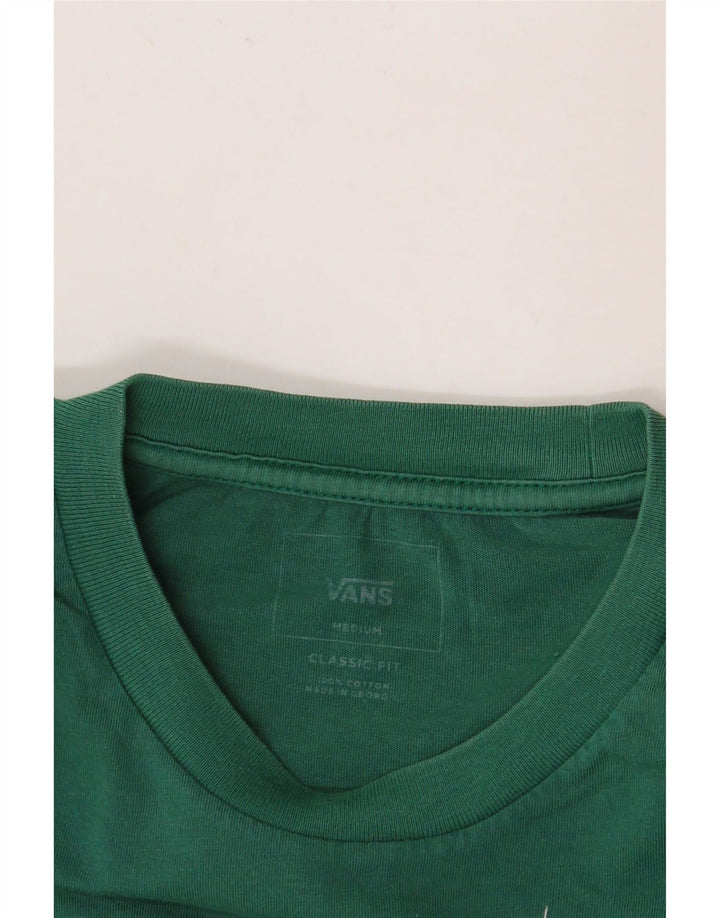 Мужская футболка классического кроя с рисунком VANS, хлопковый топ среднего зеленого цвета