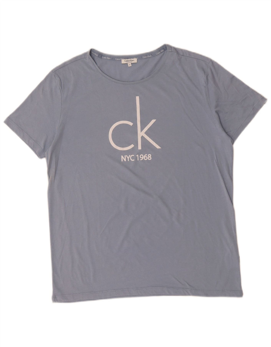 CALVIN KLEIN Мужская футболка с рисунком из хлопка среднего синего цвета