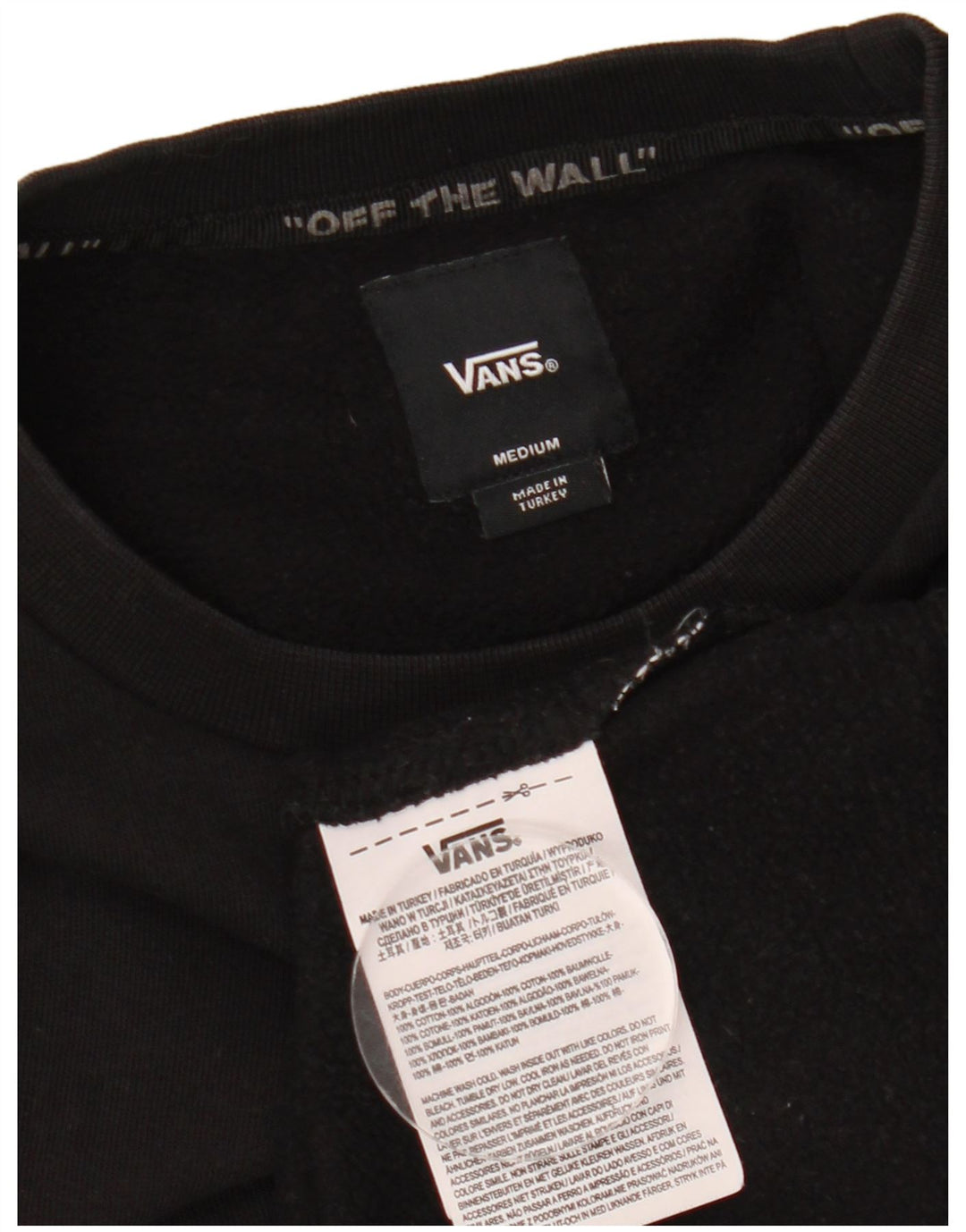 Мужской свитшот с рисунком VANS, хлопковый джемпер среднего размера, черный