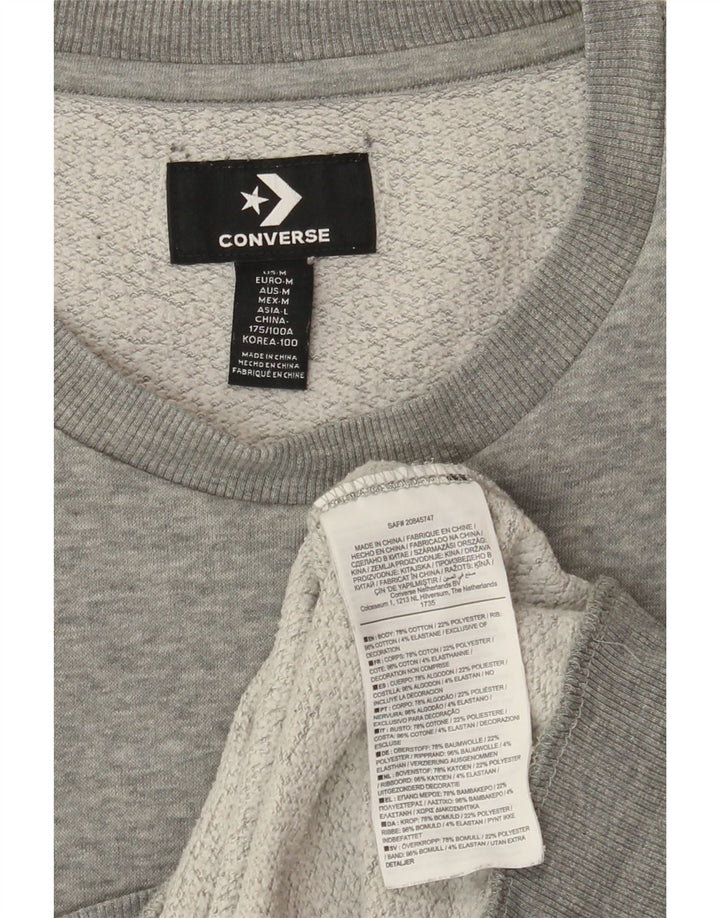 Мужской свитшот CONVERSE, хлопковый джемпер среднего серого цвета