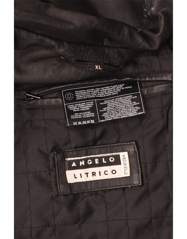 Мужская кожаная куртка Angelo Litrico UK 42 XL черная кожа