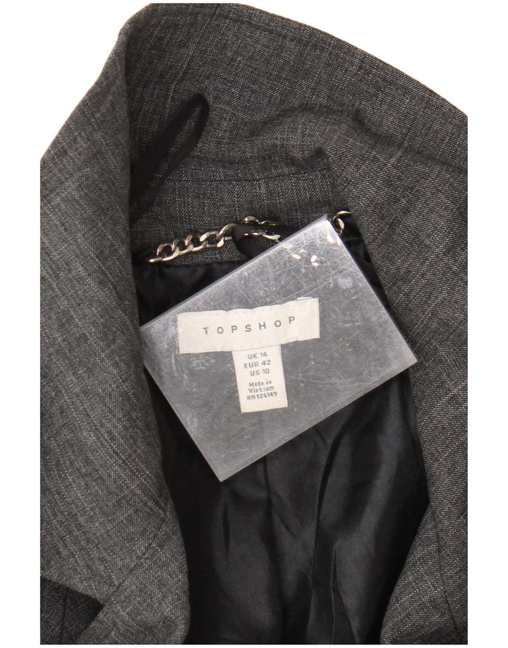 Женский тренч Topshop UK 14, большой серый полиэстер