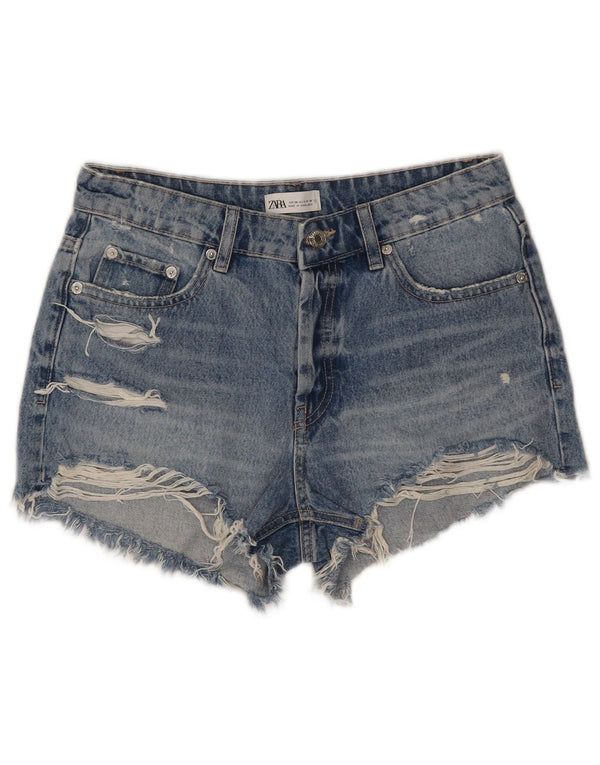 Женские джинсовые шорты Zara EU 38, маленькие, W28, синие, хлопок
