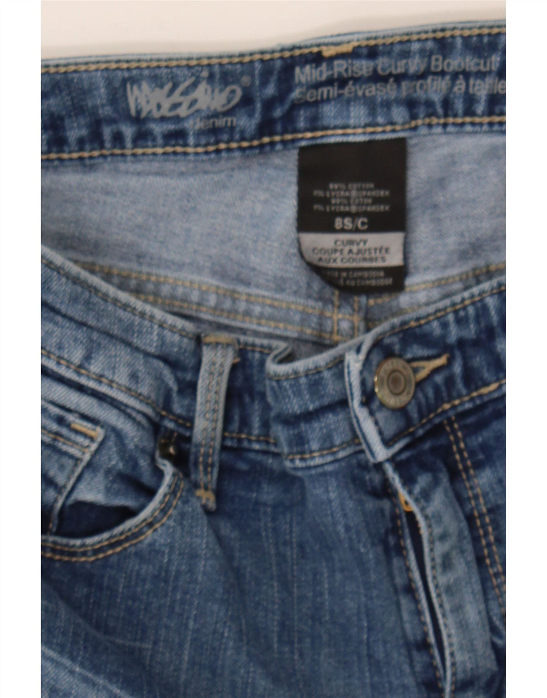 MOSSIMO Womens Mid Rise Curvy Bootcut Jeans US 8 Medium W32 L30 Blue Vintage Mossimo and Second-Hand Mossimo from Messina Hembry 