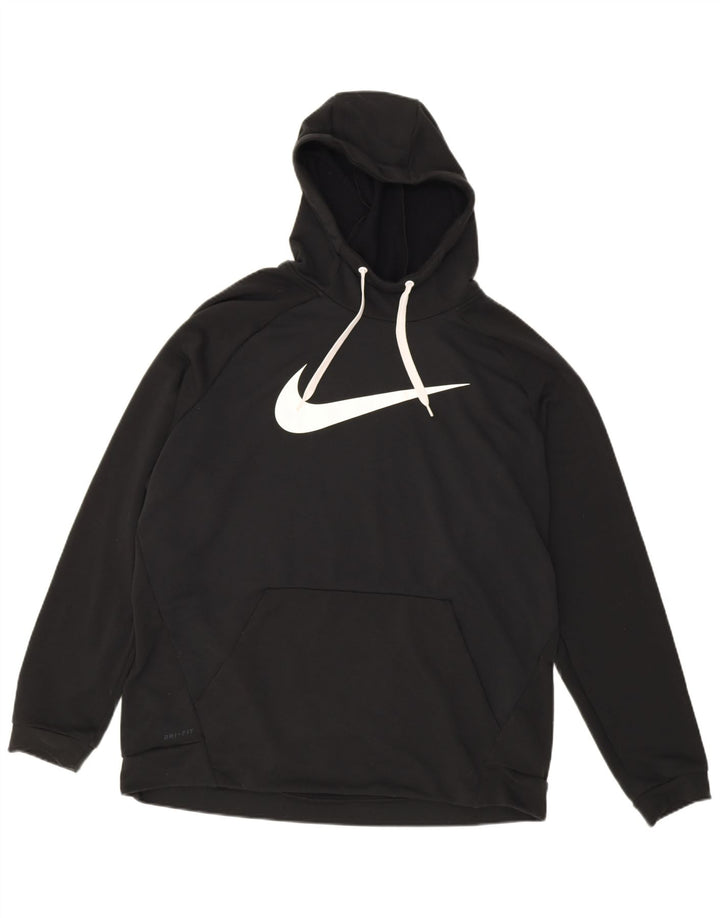 Мужской джемпер с капюшоном с графическим рисунком Nike Dri Fit 2XL, черный полиэстер