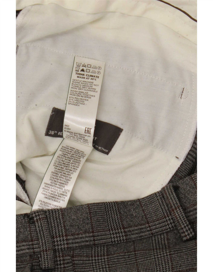 Мужские костюмные брюки классического кроя Marks & Spencer W38 L31 серые в клетку из полиэстера
