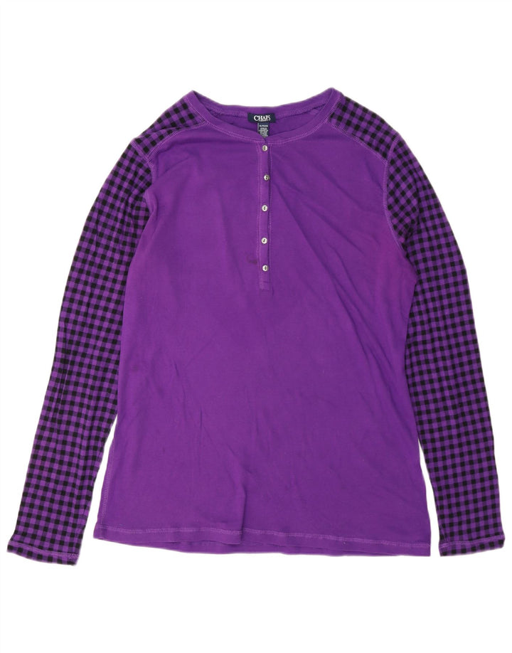 Женский топ Chaps с длинным рукавом, Великобритания, 18 XL, фиолетовый в клетку, хлопок
