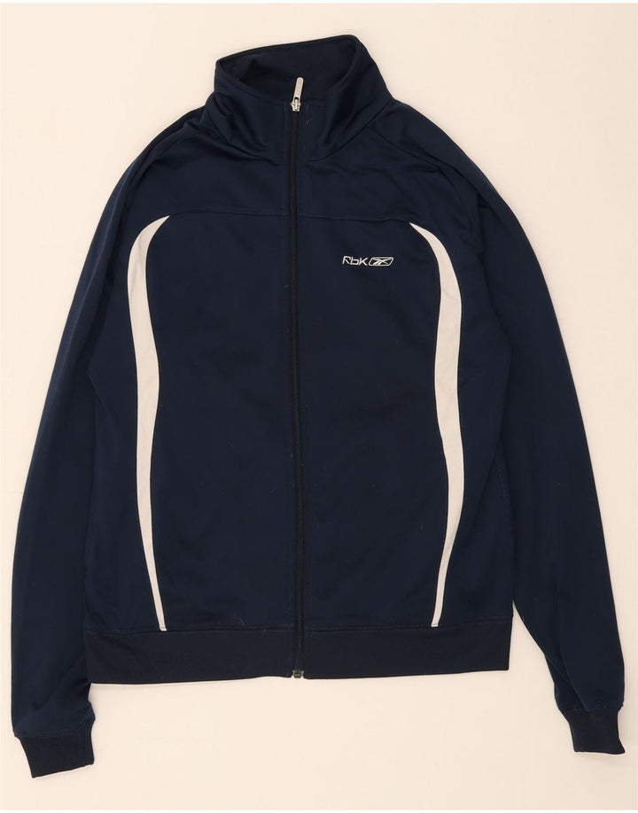REEBOK Mens Tracksuit Top Jacket XS Navy Blue Colourblock Polyester Vintage Reebok and Second-Hand Reebok from Messina Hembry 