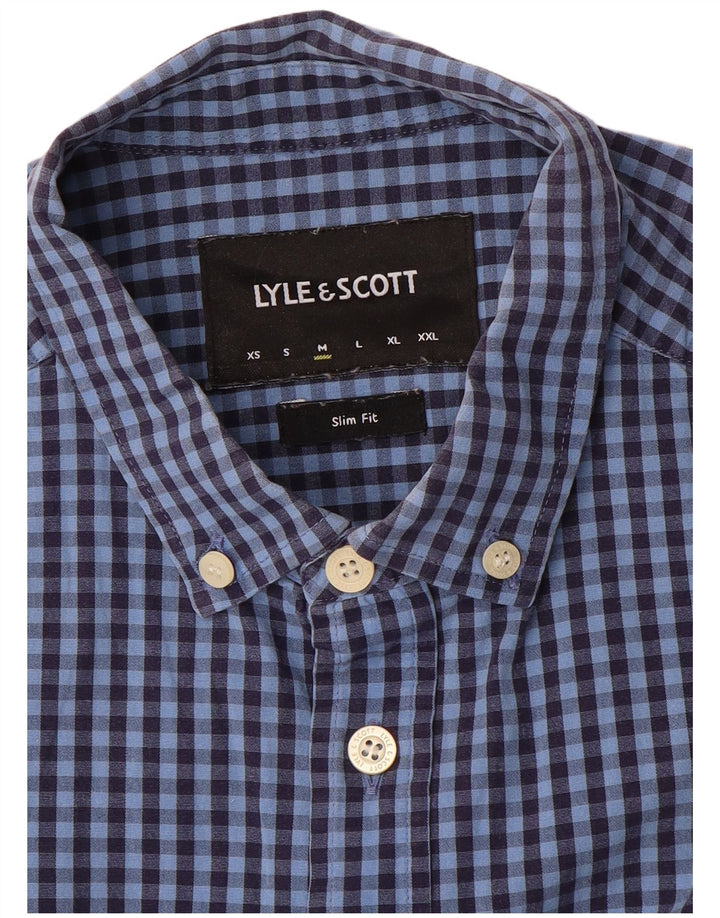 Мужская рубашка узкого кроя Lyle & Scott среднего синего цвета в клетку