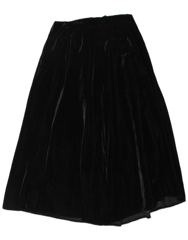VINTAGE Женская бархатная расклешенная юбка с высокой талией IT 44 Medium W28 Черная