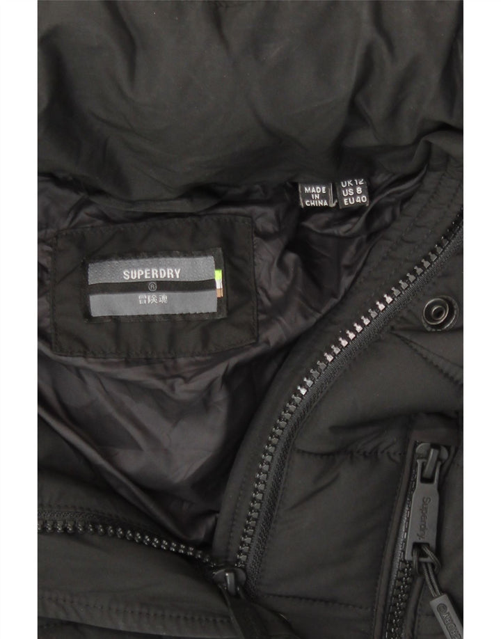 Женская утепленная куртка с капюшоном Superdry UK 12, средний черный полиэстер