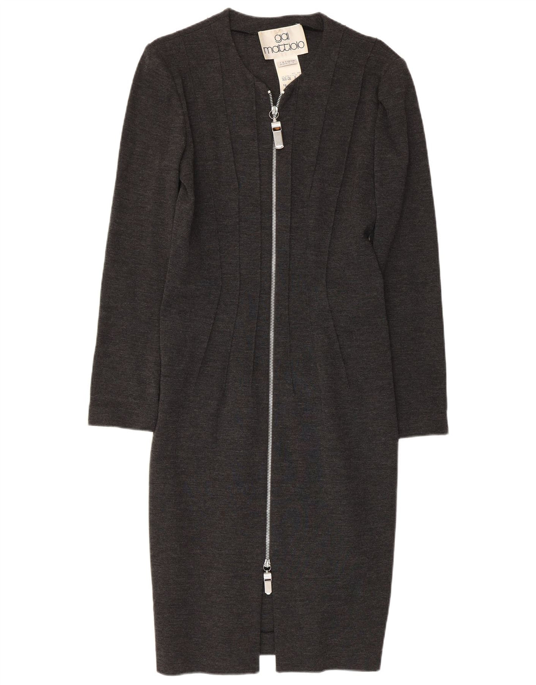 Женское облегающее платье GAI MATTIOLO с длинными рукавами, Великобритания 16, большой размер, серое из натуральной шерсти