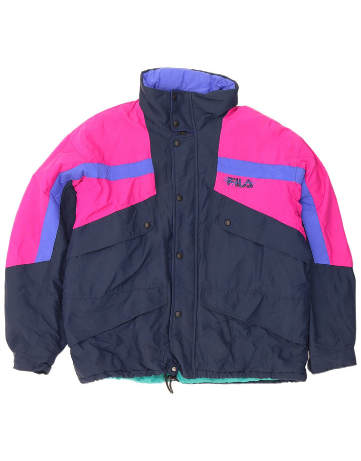 Fila Мужская лыжная куртка с капюшоном IT 54 2XL Темно-синяя Полиэстер с цветными блоками